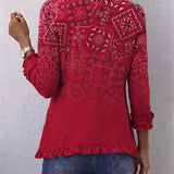 Riley | Bohemian Paisley Ombré Print Ruffled Jacket