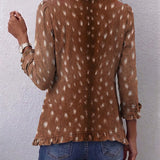 Layla | Bohemian Animal-Print Ruffled Jacket
